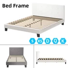 Oikiture Bed Frame w/ Wooden Slats and Boucle Fabric Bed Base Mattress Platfrom