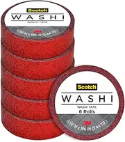 Scotch Expressions Glitter Tape, 0.59" x 196 ", Red, 6 Rolls (C514-RED)