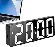 Kuehssn Alarm Clocks for Bedrooms - Large Display Luminous LED Mirrored Desk Clock - Date and Temperature Display, Modern Table Ornaments for Desktops, Bedside Tables in Bedroom Living Room