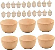 Sewroro Unfinished Acorn Painting Toys for Boys and Girls 26pcs Wooden Acorns Craft Kit Decorative Boys and Girls DIY Doll Set