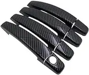 MKVAXR Car Exterior Front Left, for Vauxhall, for Corsa S07 2007 2008 2009 2010 2011 2012 2013 2014 Door Handle Cover Trim Set Chromium Styling Exterior Parts Accessories Chrome Car(BLACK Carbon Fiber