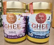 4TH & HEART GHEE Grass-Fed Clarified Butter Garlic & Pink Salt 9oz (2 Bottles)