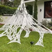 DAZONGE Spider Webs Halloween Decorations, Stretchy Beef Netting White
