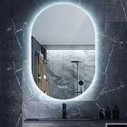 Simplus LED Wall Mirror Oval Bathroom Mirrors for Wall Mounted Anti-Fog Smart Touch Switch Vanity Makeup Mirror 50x75CM(Backlit Light)