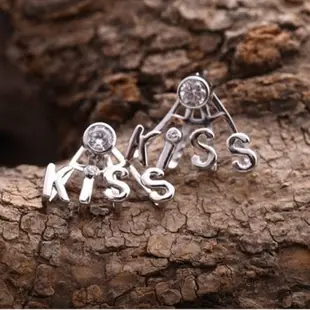 米蘭精品 925純銀耳環-鑲鑽KISS耳環