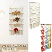 4 Tiers Stuffed Animal Storage Shelf Net 105x52cm Large Macrame Wall Toy qiuVO