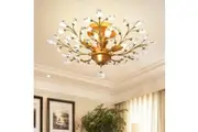 Crystal Chandeliers K9 LED Ceiling Light Fixtures, Golden