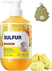 Sulfur Body Wash, Sulfur Shower Wash, S ulfur Liquid Soap, Deep Cleansing and Hydration Hydrates and Softens Skin, Non-irritating and Lightweight Formula for All Skin Types 500ml (1pcs)