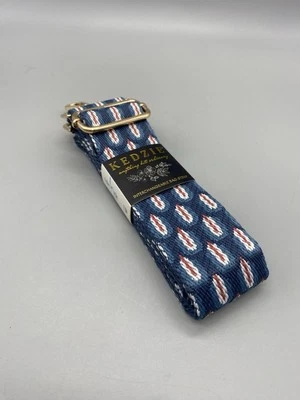 KEDZIE INTERCHANGEABLE BAG STRAP - New Blue & Red Woven Gold Tone Clips
