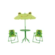 Babyjoy 4PCS Patio Furniture Outdoor Activity Table w/Height Adjustable Umbrella Picnic Set Green