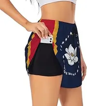 [GaxfjRu] Mississippi State Flag Print Women's Running Shorts High Waisted Running Shorts Pocket Sporty Gym Elastic Short