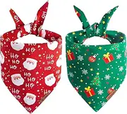 THLOH Christmas Dog Bandanas - 2 Pack Reversible Santa Claus and Christmas Tree Dog Scarf for Boy & Girl, Premium Durable Fabric, Festival Dog Bib, Holiday Bandana for Medium & Large Dogs (Large)