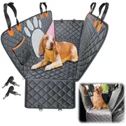 Dog Seat Cover Seat Hammock with Dog Claw Mesh Visual Window Storage Pocket Pet Seat Cover Mat for Cars Trucks SUVs (Black)