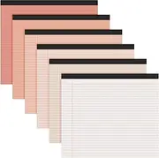 Lincia 11" x 9.5" Legal Pads College Ruled Notepad Landscape Notebook Horizontal Lined Notebook 80 Gsm Assorted Colors Paper Pastel Writing Pads for School Office, 40 Sheet(Gradient Orange,6 Pads)