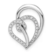 14k White Gold 1/4 Ct. Lab Grown Diamond VS/SI+ G+ Swirl Heart Chain Slide Pendant