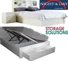 Brand New Venice Milan Double Gas lift storage Bed Frame Gloss White usb light