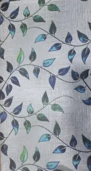 PRIVACY WINDOW CLING LEAVES BLUE/GREEN ON GRAY BACKGROUND 118'' X 17.7''