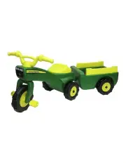 [John Deere] Ride On Pedal Trike Tractor And Pull Wagon Tricycle