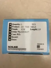 Schlage 20-700 Quad Primus UNLK 1-1/8" mortise cylinders x 626. NOS NIB