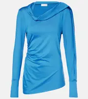 [Victoria Beckham] Victoria Beckham Ruched asymmetric jersey top AU 10 blue
