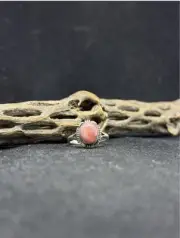 Native American Navajo rhodochrosite Sterling Silver Ring Size 9