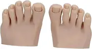 TENOL Practice Fake Foot Model Nail Mannequin Art Training, Realistic Reusable Half Foot, Movable Flexible for Nails Tips with Toes, Dark Skin Color