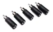From OZ Quality 5PC RCA to 3.5mm Stereo Black Plug Jack Audio Connector Silv +FP