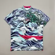 Greyson Golf Polo SS Performance Mythical Sea Dragon AOP Graphics Men’s Sz XL