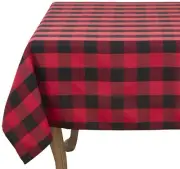 Cotton Blend Buffalo Plaid Tablecloth, 70", Red