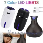 200ML Portable USB LED Light Air Humidifier Diffuser Aroma Mist Oil Purifier Car