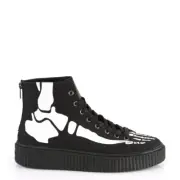 Demonia Sneeker-252 Black Canvas Skeleton Unisex Shoes • Ships in 2-4 Weeks •...
