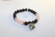 Essential oil Bracelet Lava Stone GARNET/ROSE QUARTZ Chakra/Reike Elastic Cord