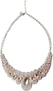 [kejlyouejn] Crystal Necklace and Earrings Jewelry Set Gifts fit with Wedding Dress