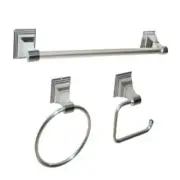 Arista "Leonard" 3-Piece Bathroom Hardware Set in Chrome