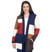 Alfred Dunner Autumn Weekend Blocked Cardigan Sweater 36461UE