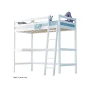 KINGSTON SLUMBER Wooden Kids Single Loft Bed Frame with Desk, White