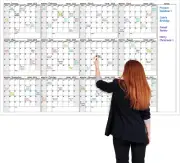 Large Dry Erase Calendar for Wall – Yearly Erase, 37'' X 57.9'', 12-Month Undate