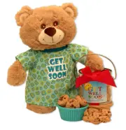 Get Well Soon Teddy Bear & Cookie Pail - get well soon basket - get well soon gi