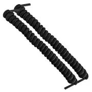 Curly No Tie Shoe Laces - Elastic Spring Laces Black - 1 Pair