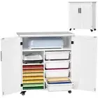 GDLF Craft Cart Compatible with Cricut Machine, Rolling Cabinet with Storage