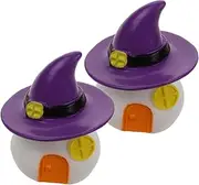 SUPVOX 2Pcs Miniature Halloween House Figurines Micro Landscape Resin Crafts for DIY Gardens Cute Mini House Ornaments Durable Pumpkin Lantern Design for Festive Decor