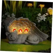 Solar Light Cat Angel Statues Sympathy Memorial Gifts for Cat Outdoors - Large