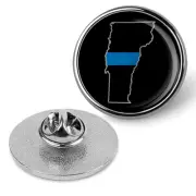 Law Enforcement Thin Blue Line Vermont State Brooches & Pins - Silver