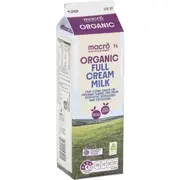 Macro Organic Full Cream Milk 1l
