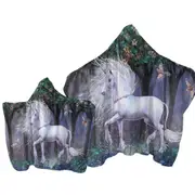 Magical White Unicorn and Birds Sacred Grove Towel with Hood