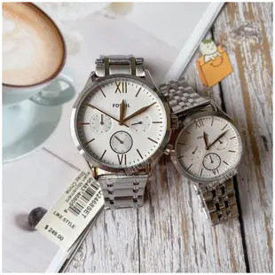【現貨】FOSSIL 對錶 簡單 真愛白銀 情侶手錶 手錶組 男錶 女錶