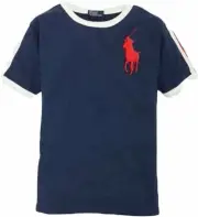 Ralph Lauren Boys Big Pony Jersey Ringer Tee Large Navy
