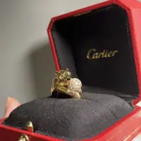 在飛比找PopChill優惠-[二手] Cartier 鑽豹戒指-黃K金美洲豹-關穎同款