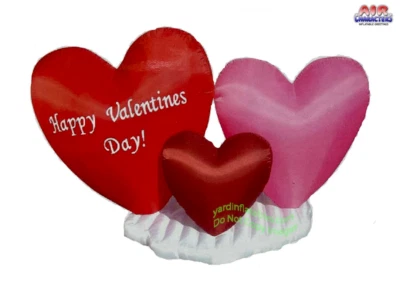 9' Air Blown Inflatable Lighted Valentines Day Heart Trio on Cloud