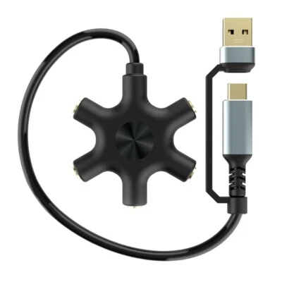USB A /Type C to 5x3.5mm AUX Adapter Cord Convenient Conversion Adapter